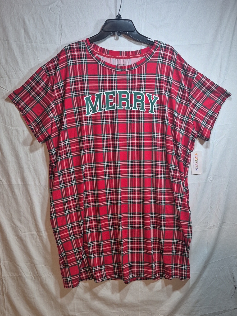 Joyspun Merry Red Plaid Holiday Tee